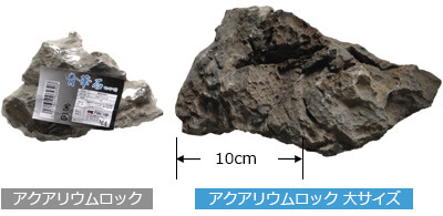 アクアリウムロックとアクアリウムロック大サイズのサイズ比較